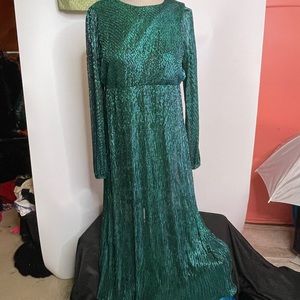 Traffic people shimmering green maxi dress.